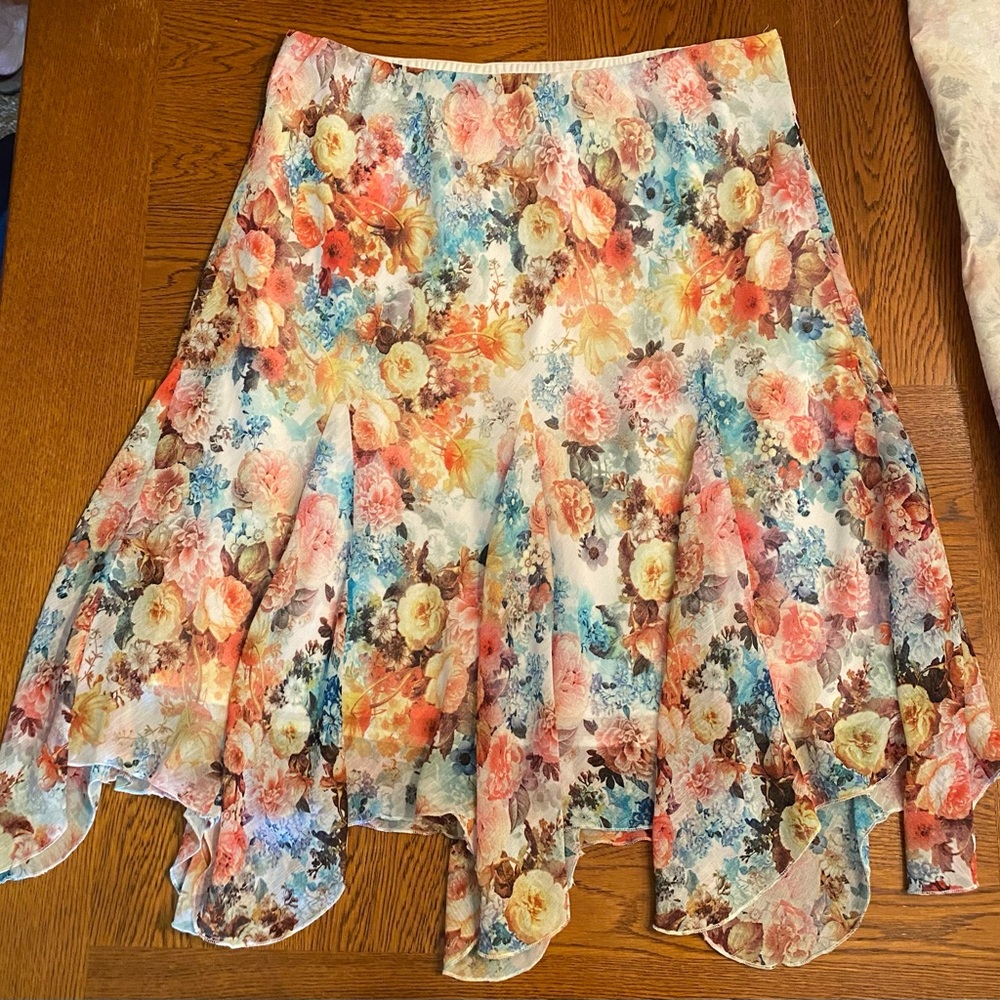 dressbarn Multicolor Floral A-Line Skirt